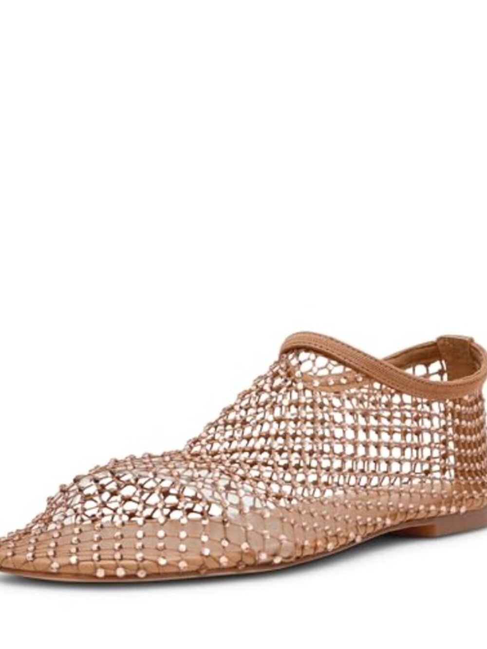 Womens Ballet Flats with Jewel Ankle Strap Mesh Nylon Slip-On Casual Comfort